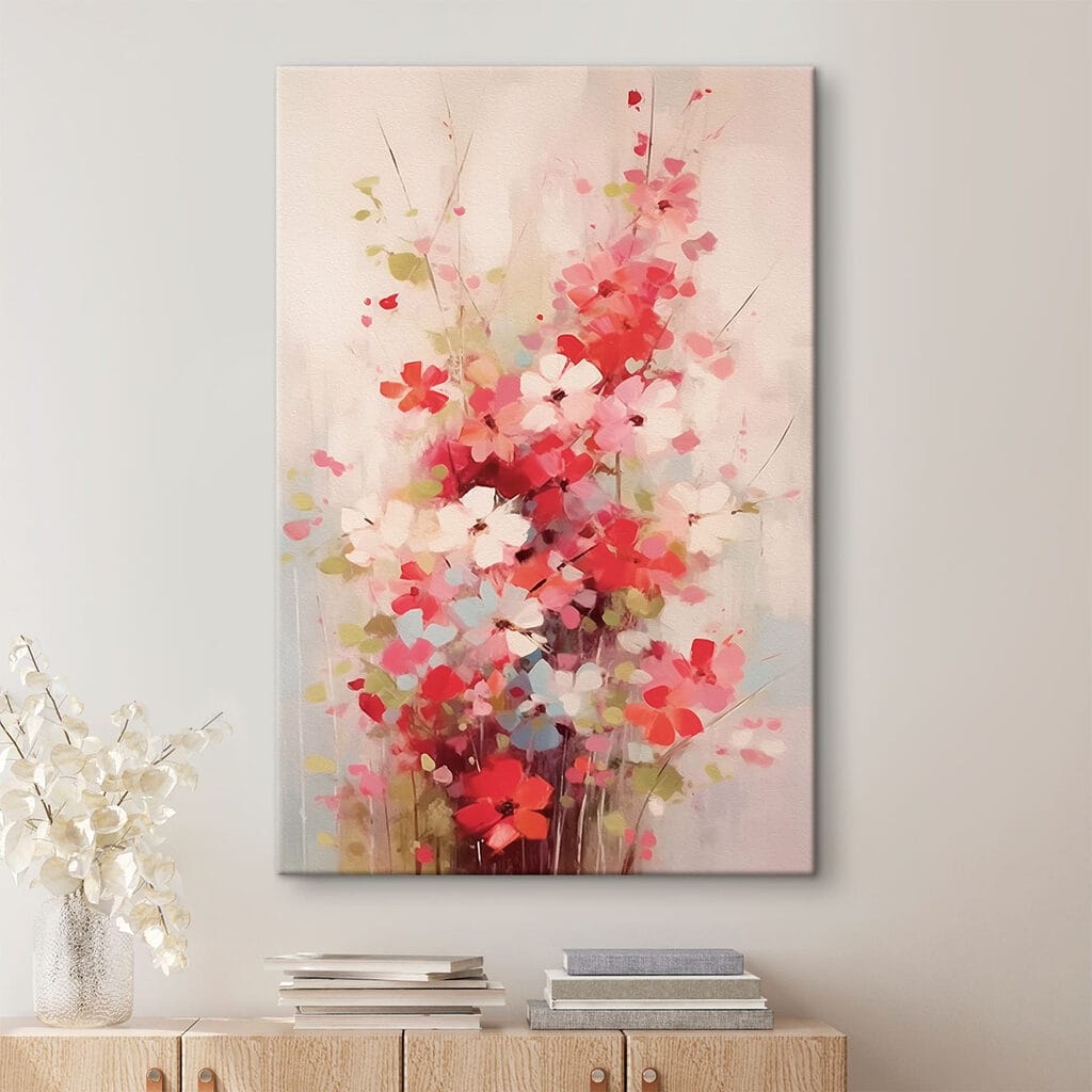 Rosa Blüten in Farbtupfern — Interieur 1