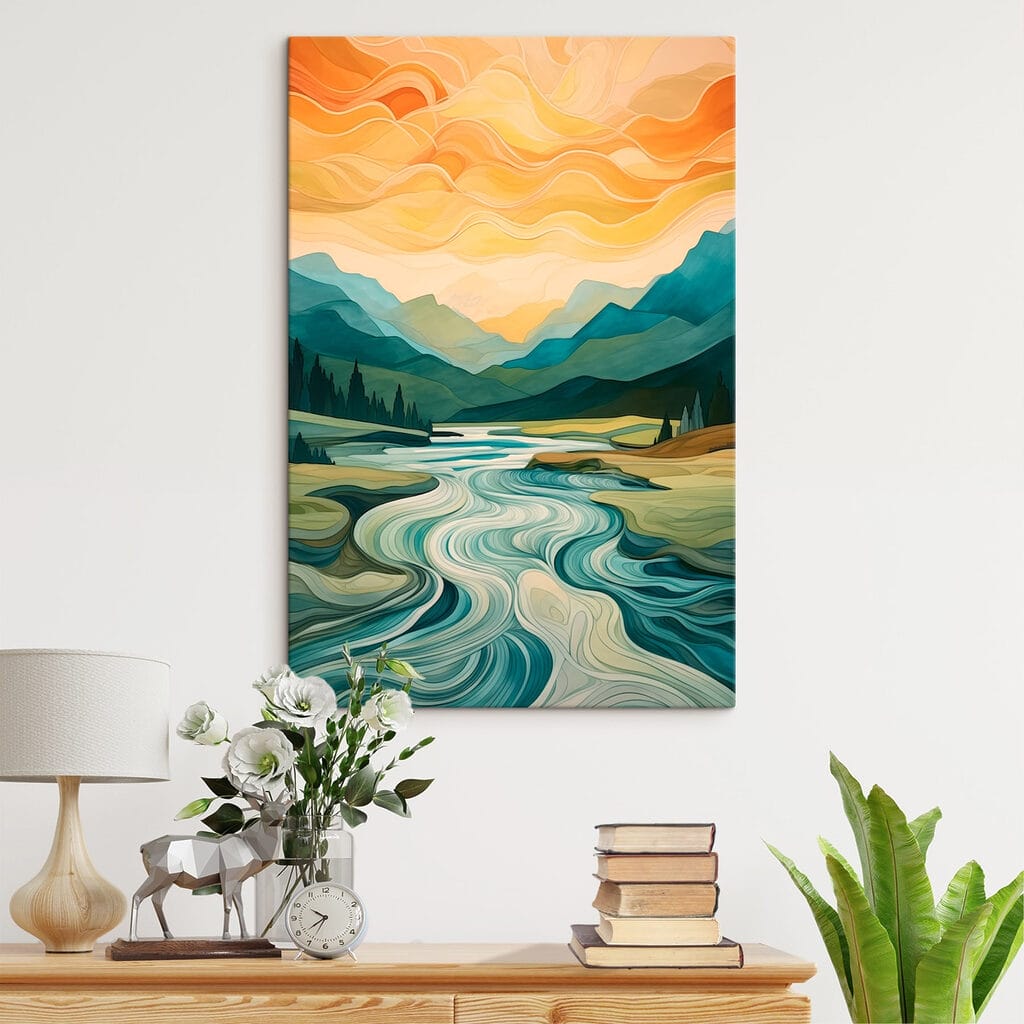 Fluss unter orangefarbenem Himmel — Interieur 1