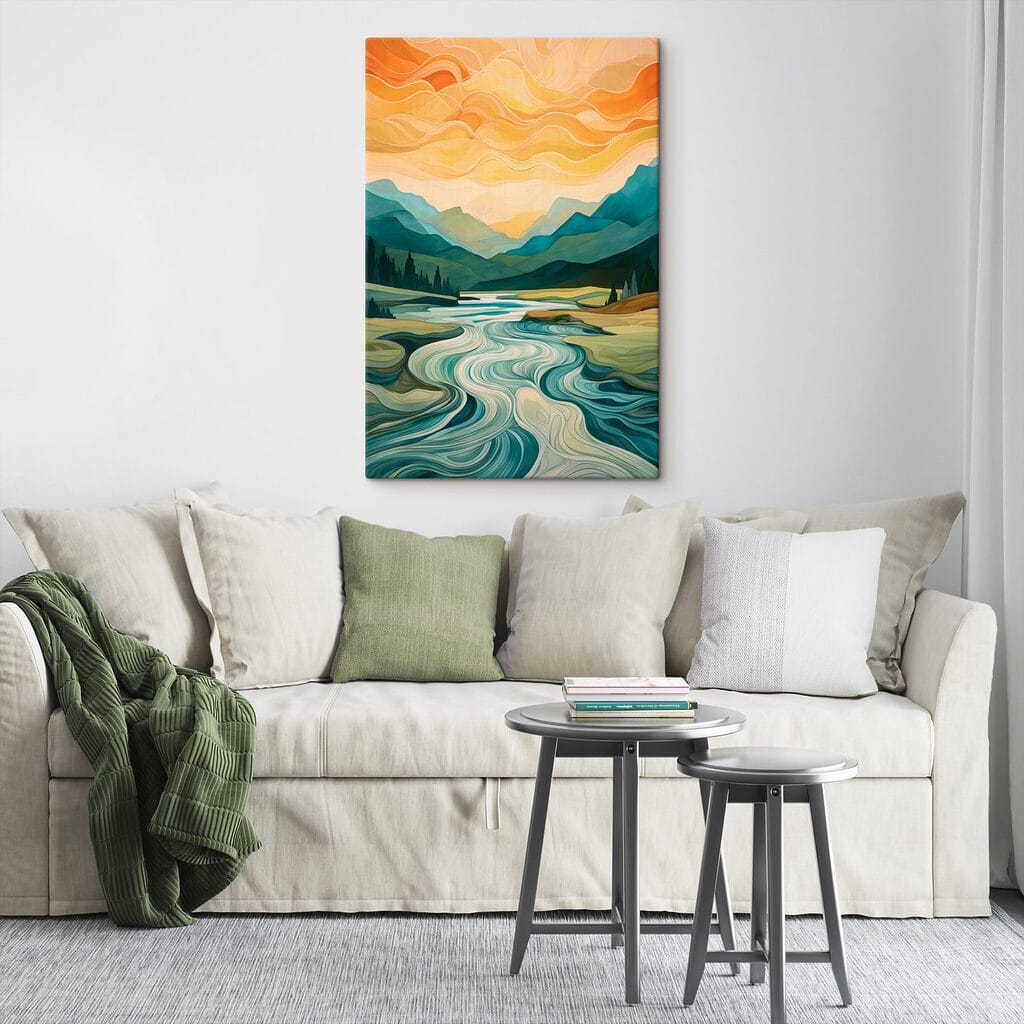 Fluss unter orangefarbenem Himmel — Interieur 2
