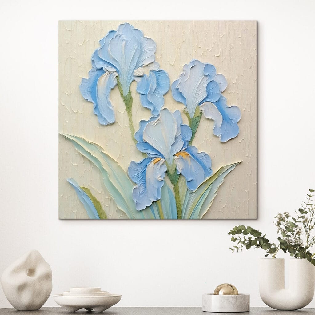 Hellblaue Iris auf Cremeweiß — Interieur 1