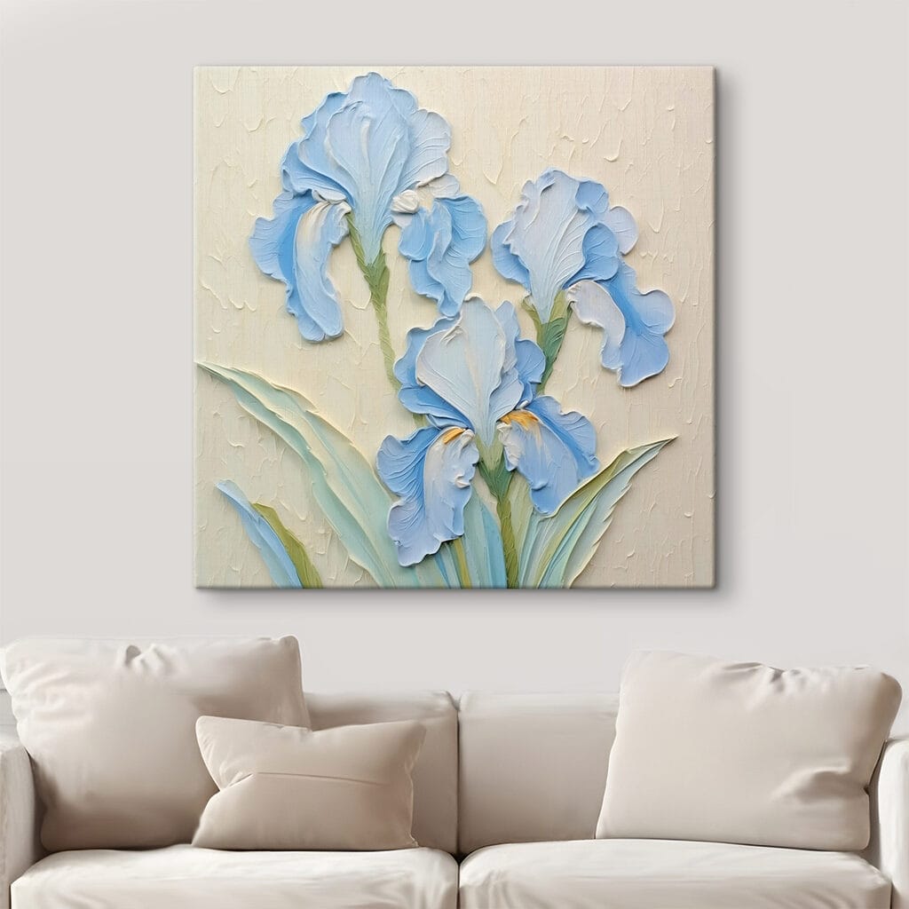 Hellblaue Iris auf Cremeweiß — Interieur 2