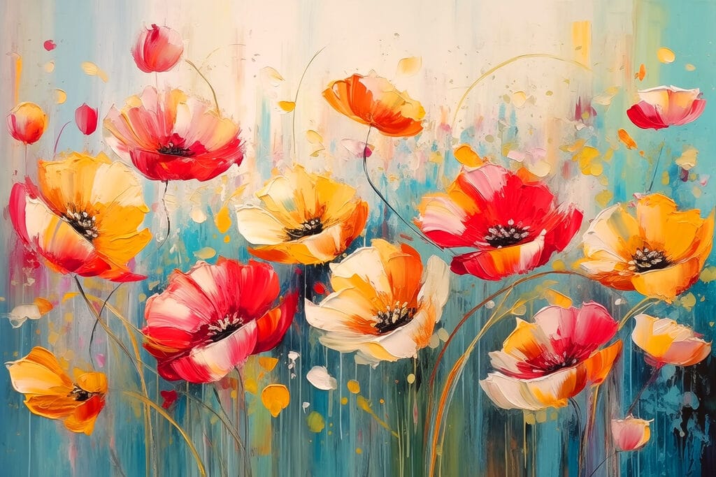 Mohnblumen in feurigen Farben — ganzes Design
