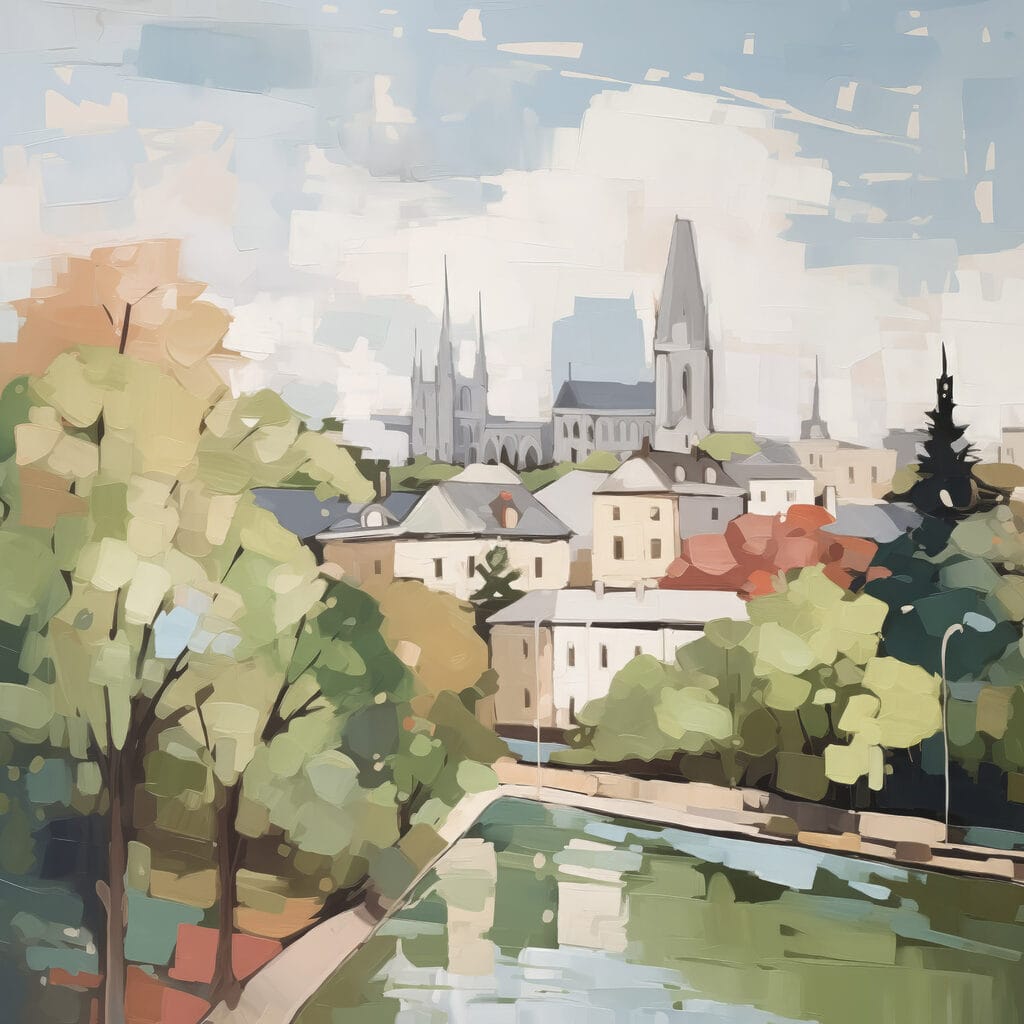 Stadt am grünen Fluss — ganzes Design