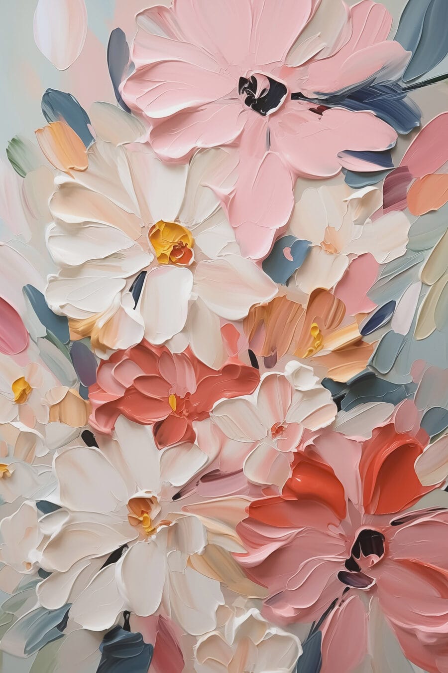 Rosa Blüten in Farbflächen — ganzes Design