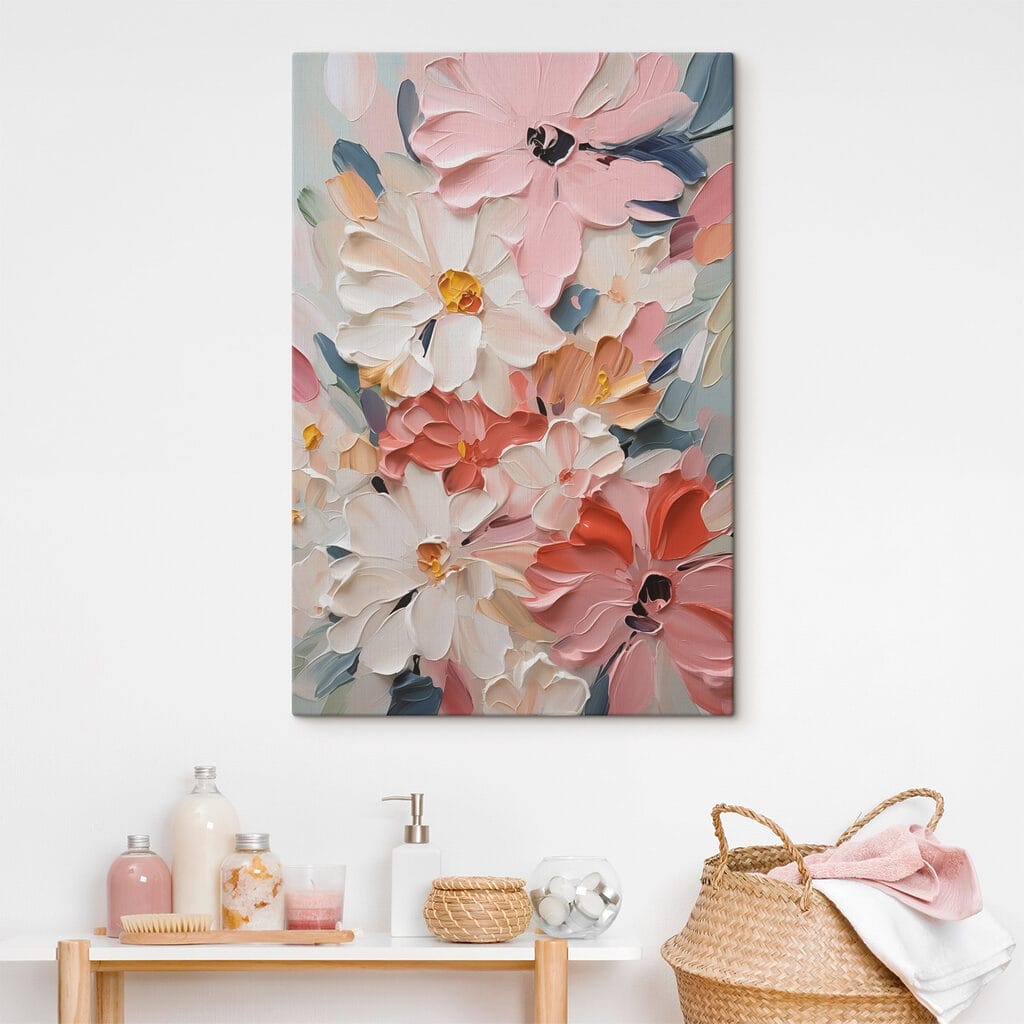 Rosa Blüten in Farbflächen — Interieur 1