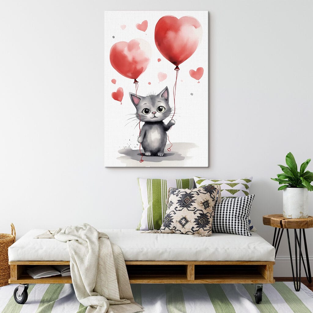 Kätzchen mit zwei Herzballons — Interieur 2