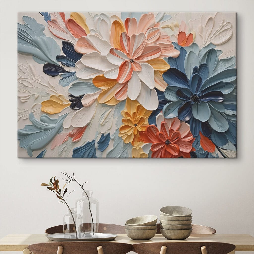 Korallrote und blaue Blüten — Interieur 1