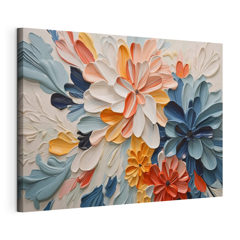 Korallrote und blaue Blüten — Produktansicht