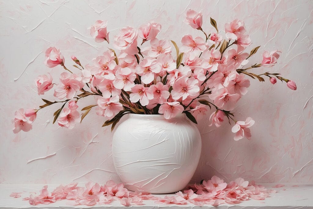 Blüten in runder Vase — ganzes Design