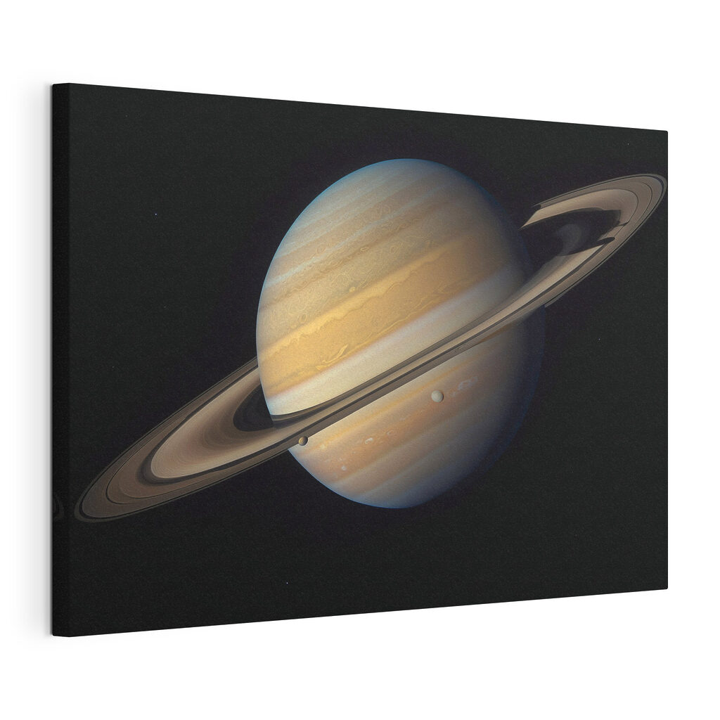 Saturn im Weltraum, gespannte Leinwand mit umlaufender Kante