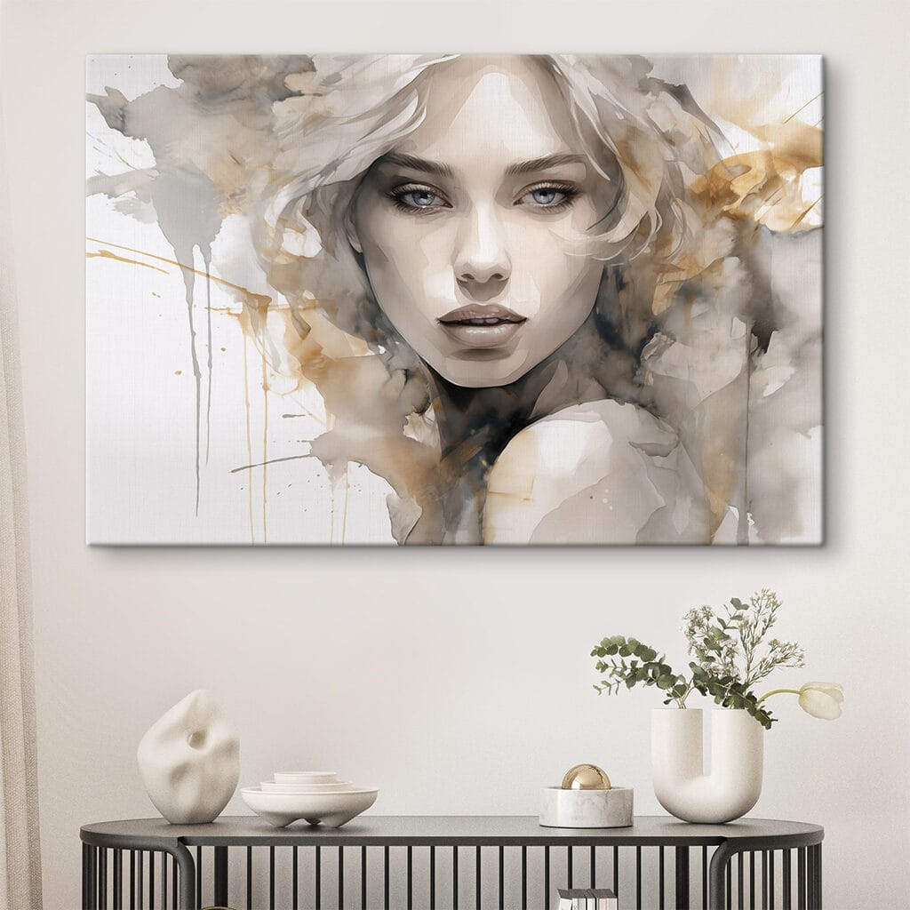 Frauenblick in grauem Aquarell — Interieur 2