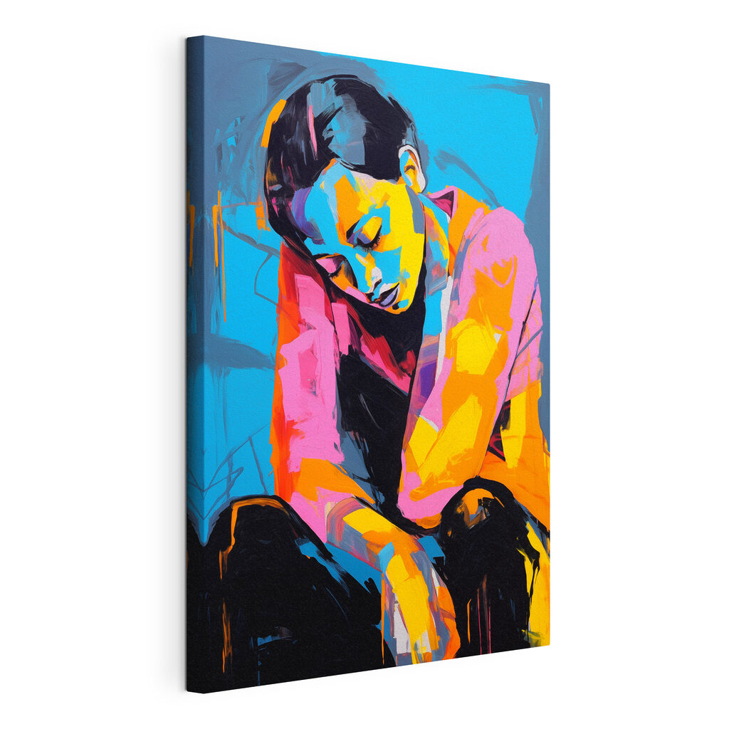 Sitzende Figur in Farbflächen — Produktansicht