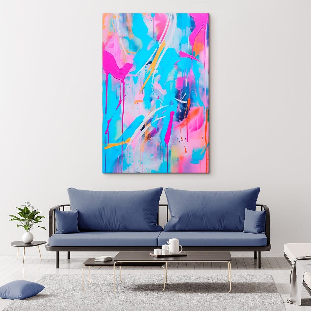 Rosa Streifen durch Türkis — Interieur 2