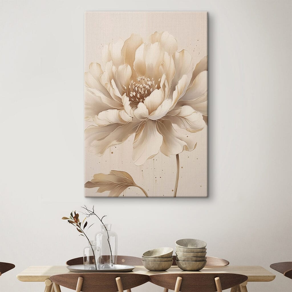 Beige Pfingstrose mit Tintenspuren — Interieur 1