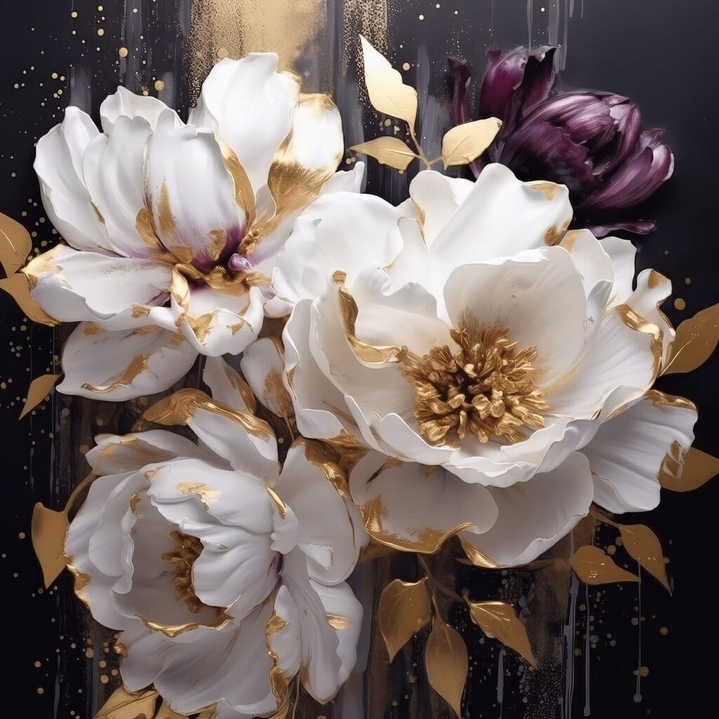 Weiße Blüten mit Weinrot — ganzes Design