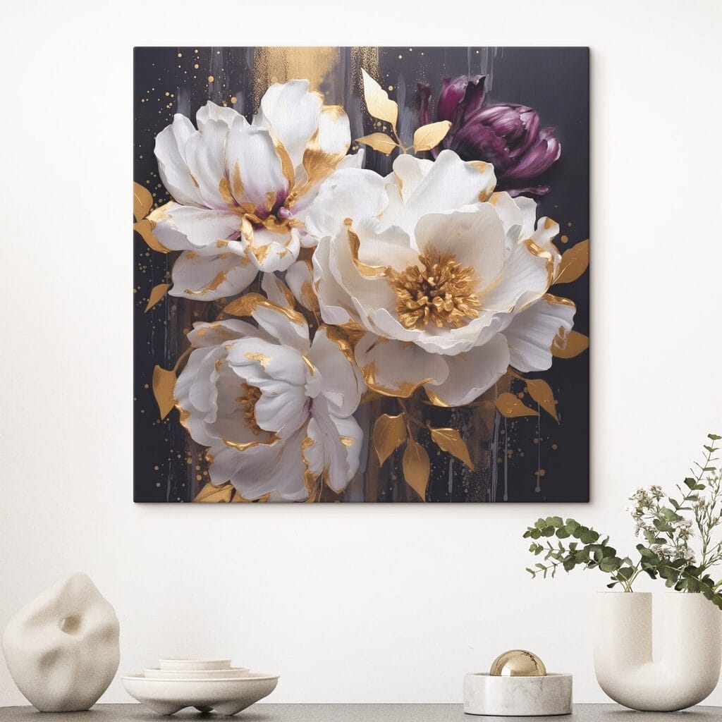 Weiße Blüten mit Weinrot — Interieur 2