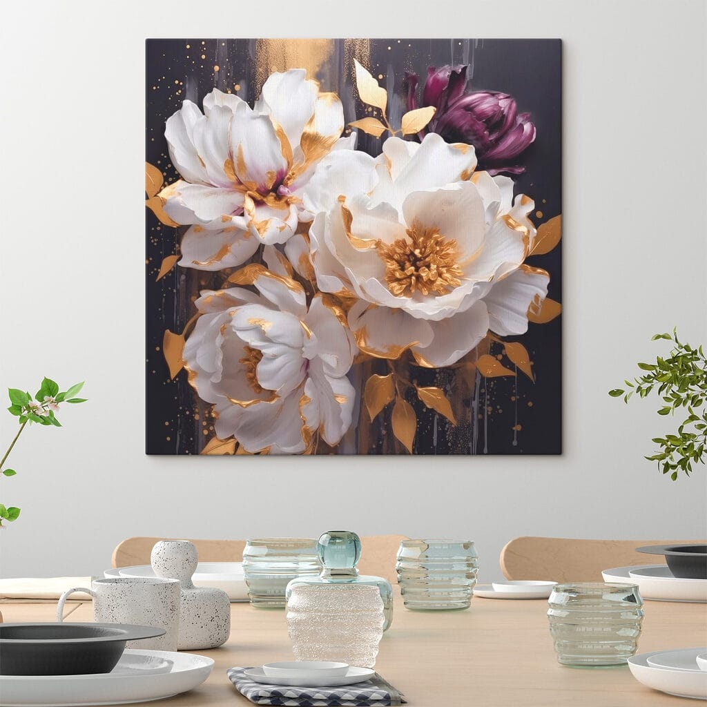 Weiße Blüten mit Weinrot — Interieur 1