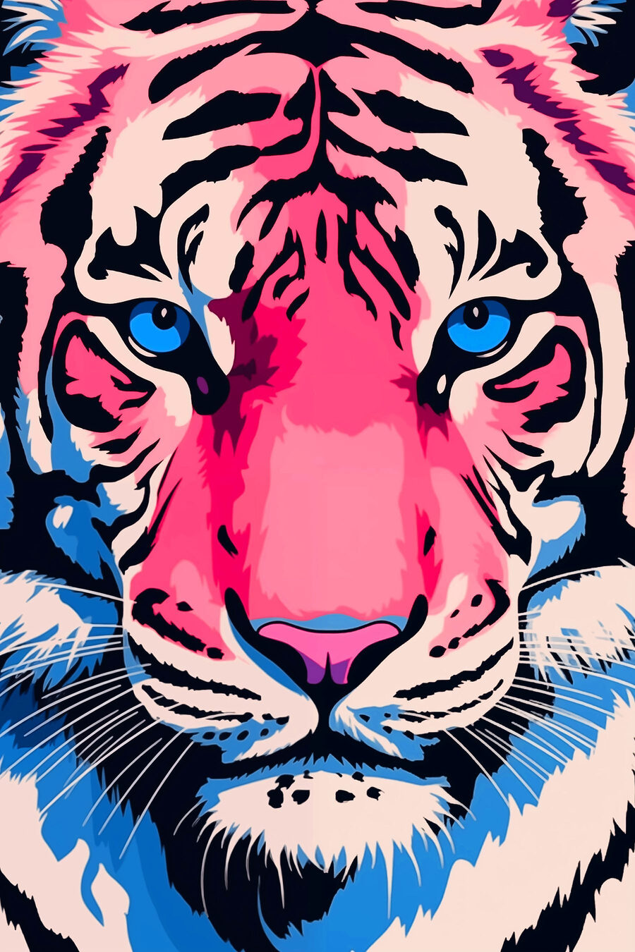 Rosa-blauer Tiger — ganzes Design