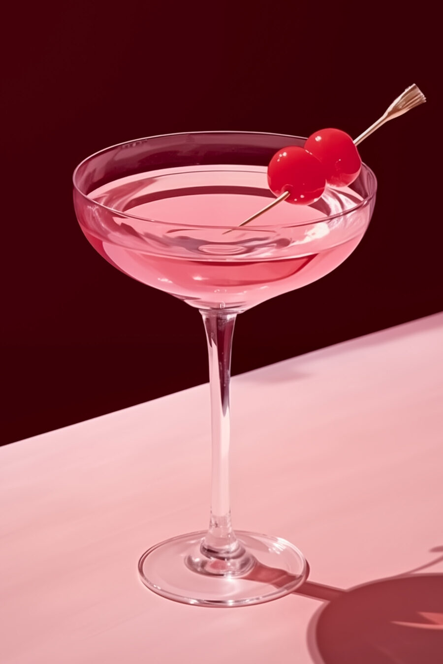 Rosa Cocktail mit Kirsche — ganzes Design