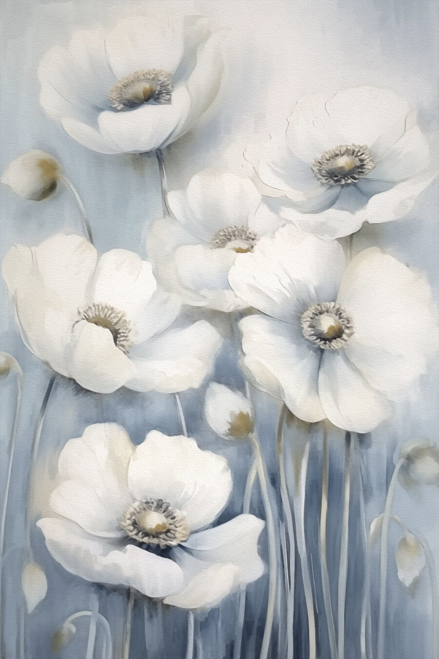 Schlanke weiße Blüten — ganzes Design