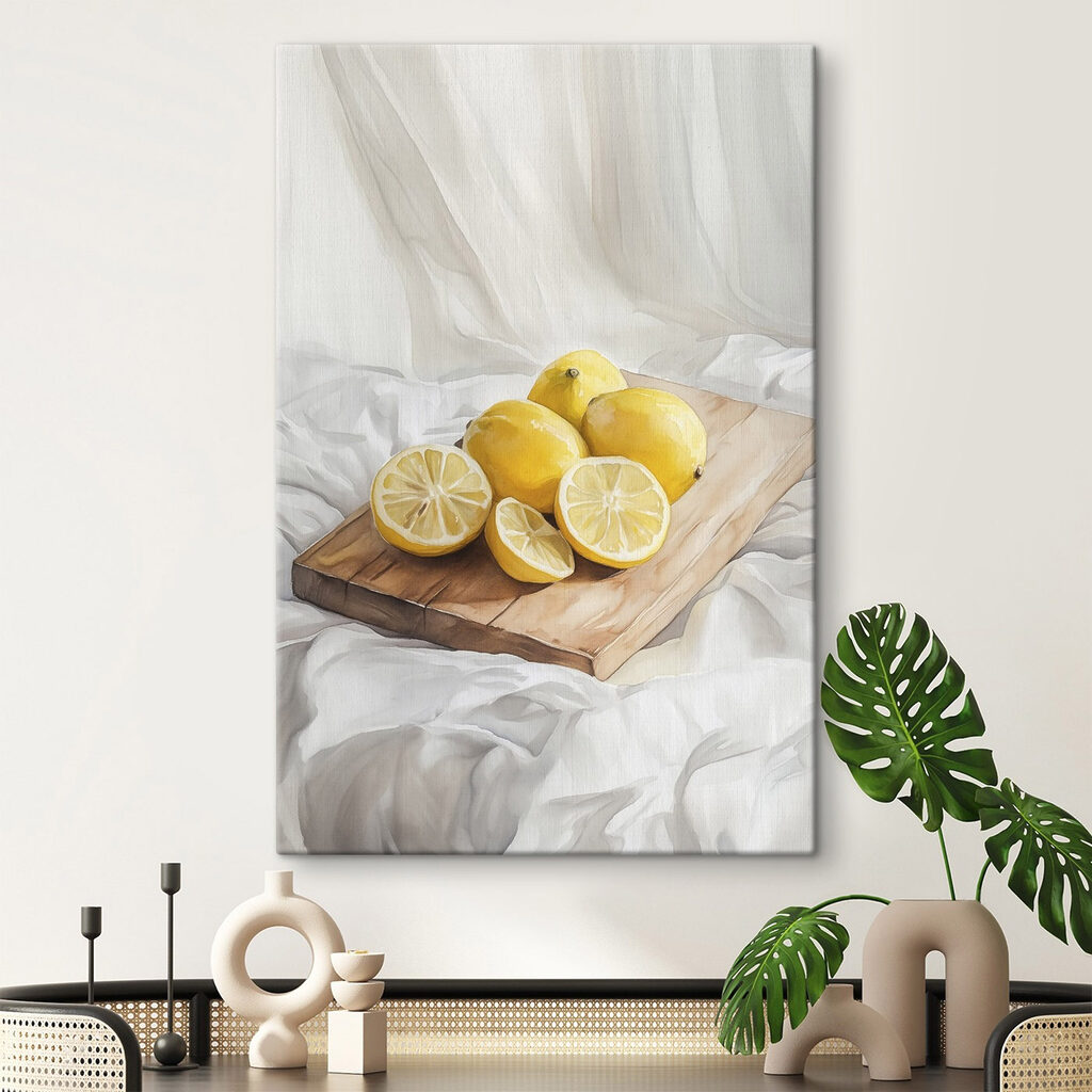 Zitronen auf weißem Tuch — Interieur 2