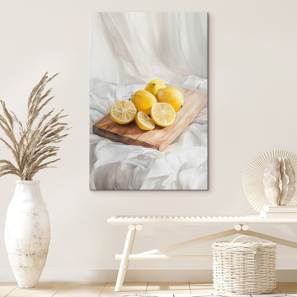 Zitronen auf weißem Tuch — Interieur 1