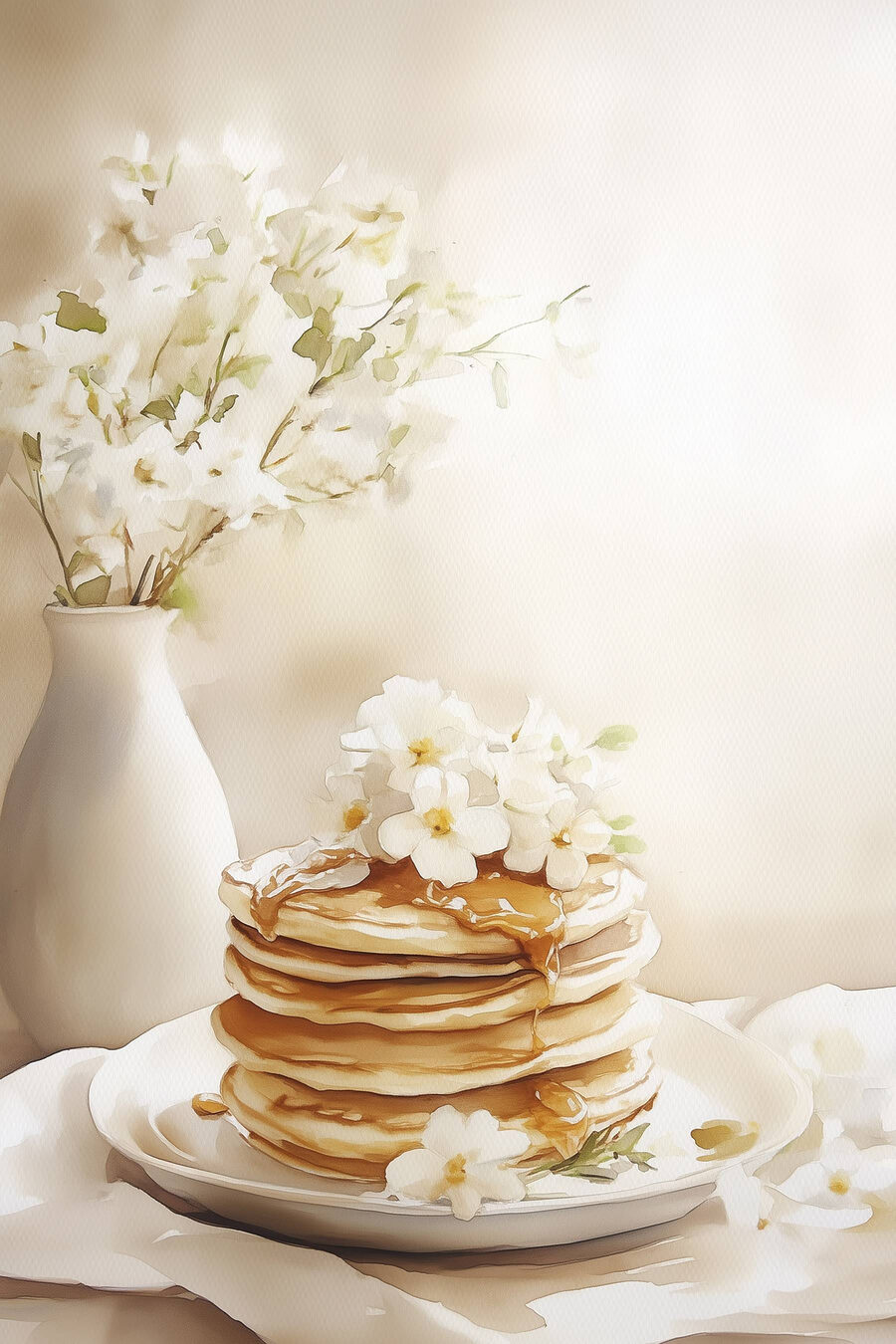 Pfannkuchen und Blumenvase — ganzes Design