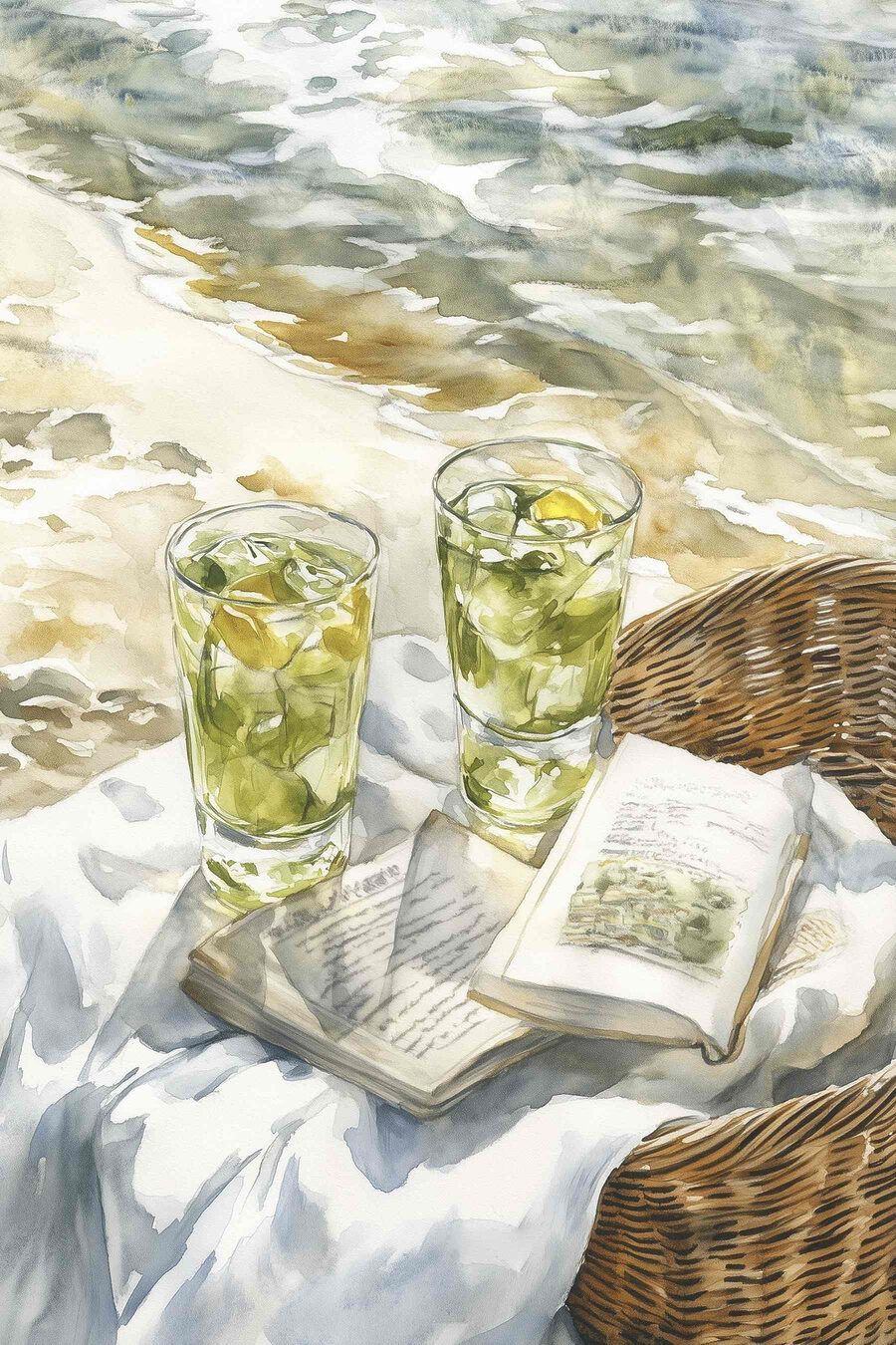 Limettendrinks und ein Buch — ganzes Design