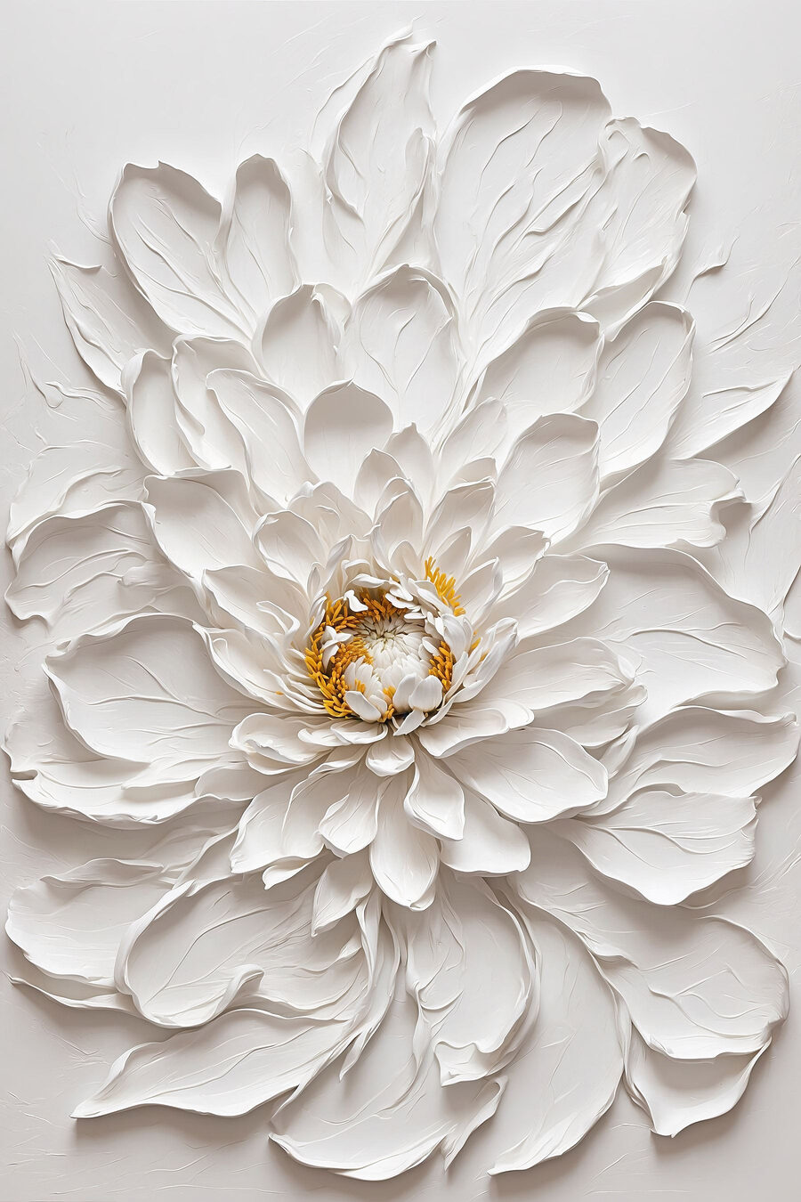 Weiße Blüte mit Goldtupfen — ganzes Design