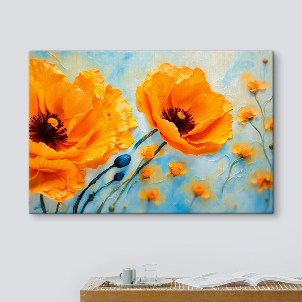 Orangefarbener Mohn auf Himmelblau — Interieur 3