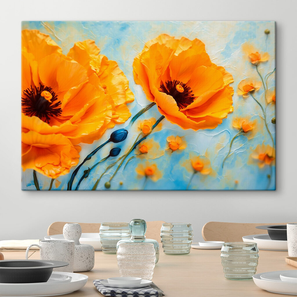 Orangefarbener Mohn auf Himmelblau — Interieur 1