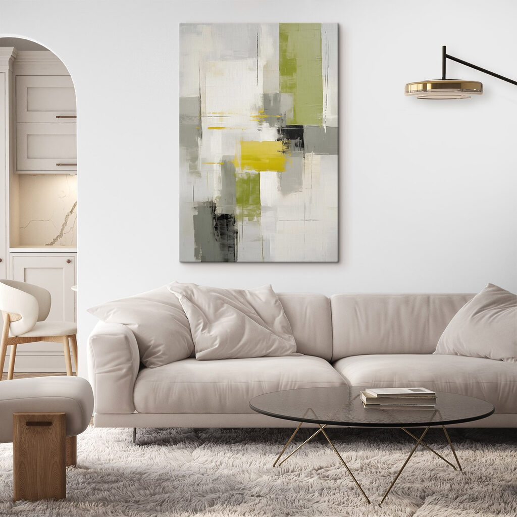 Limettengrüne Blöcke auf Weiß — Interieur 2