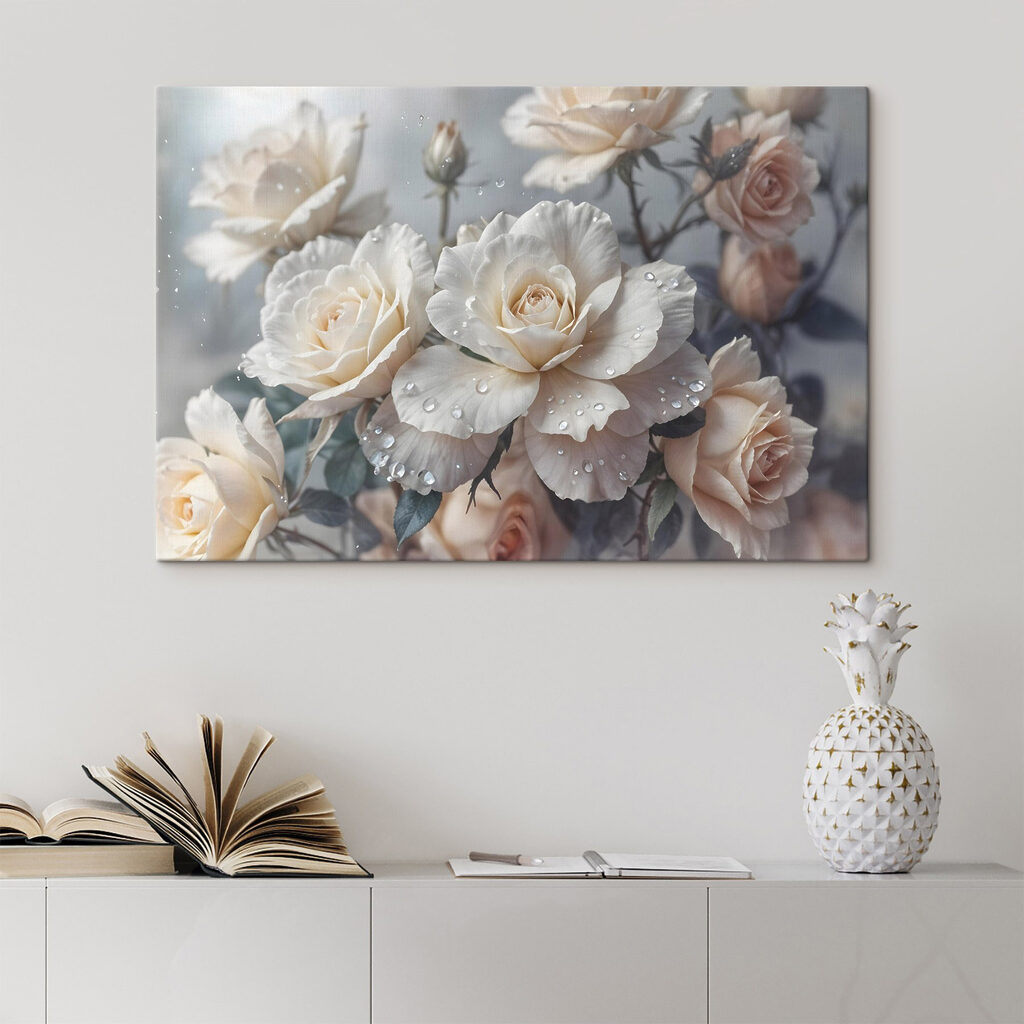 Cremeweiße Rosen mit Tropfen — Interieur 2
