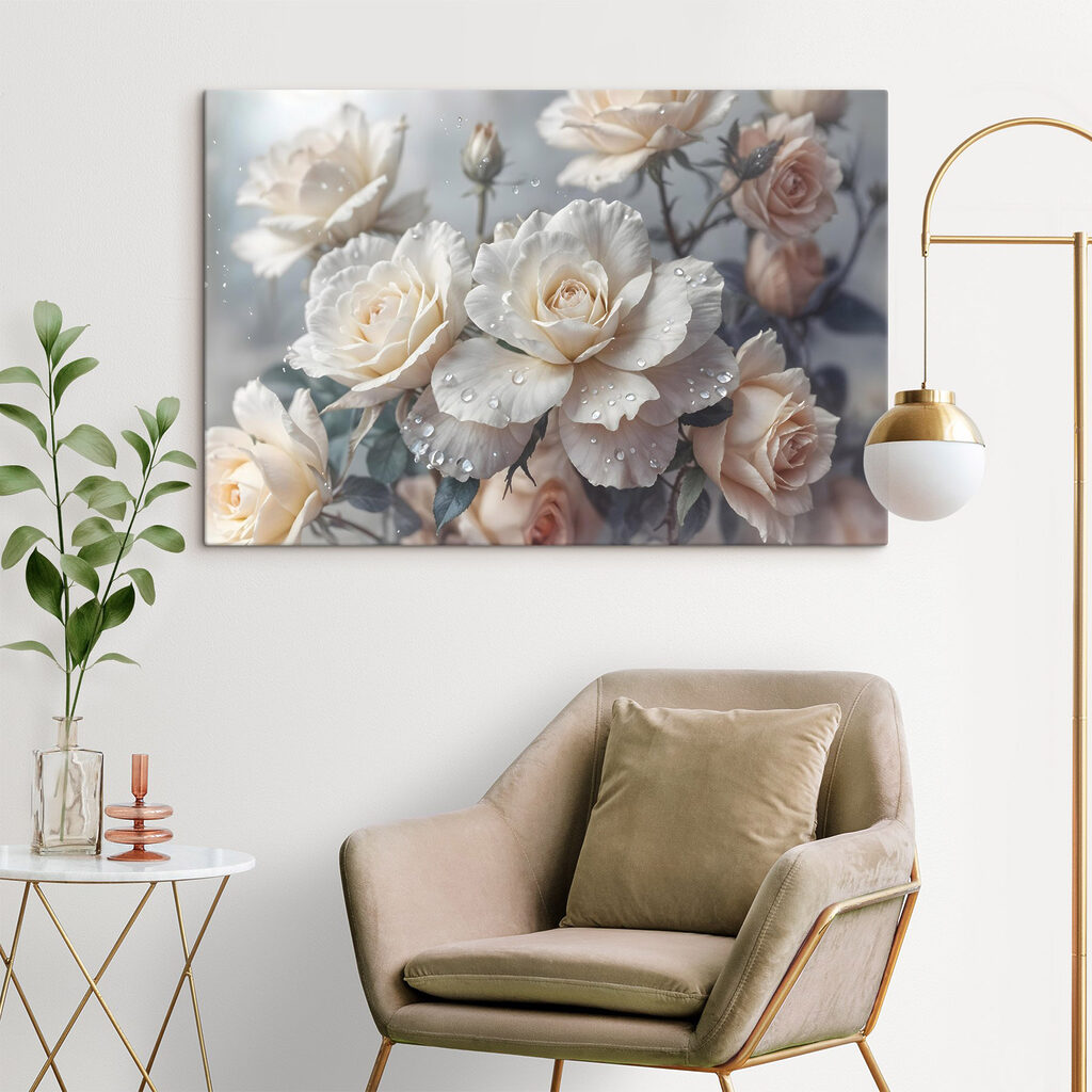 Cremeweiße Rosen mit Tropfen — Interieur 1