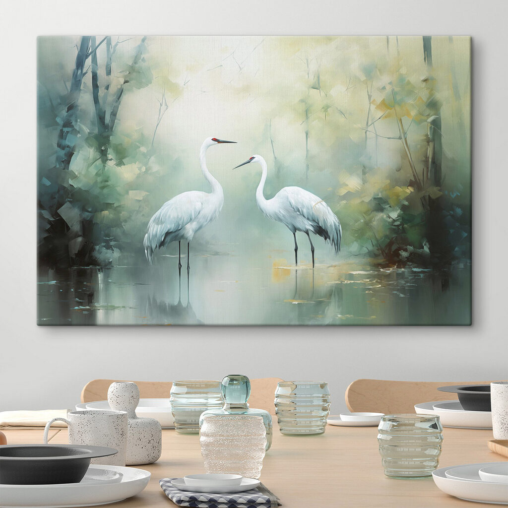 Weiße Vögel im Grünen in einem Interieur