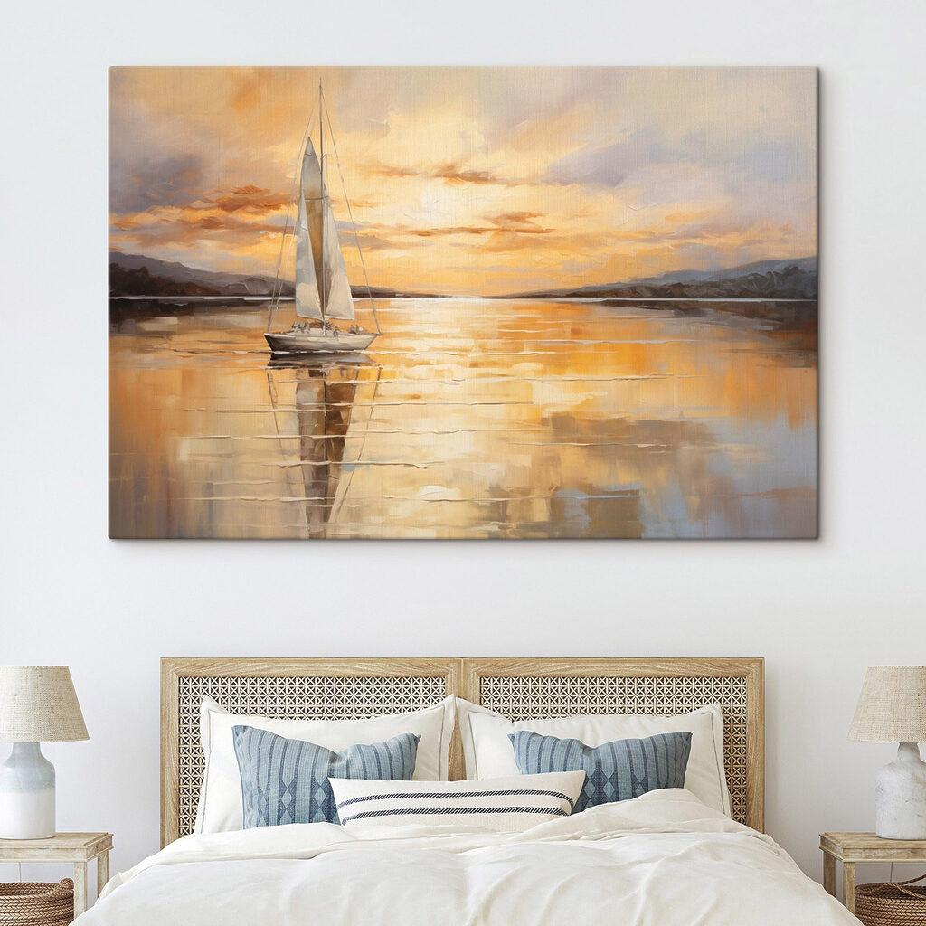 Einsames Segelboot im Abendgold — Interieur 2