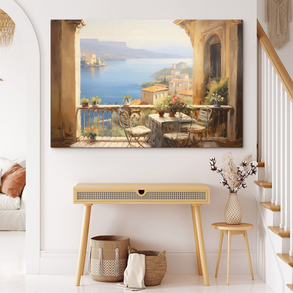 Sonnenbalkon über der Bucht in einem Interieur