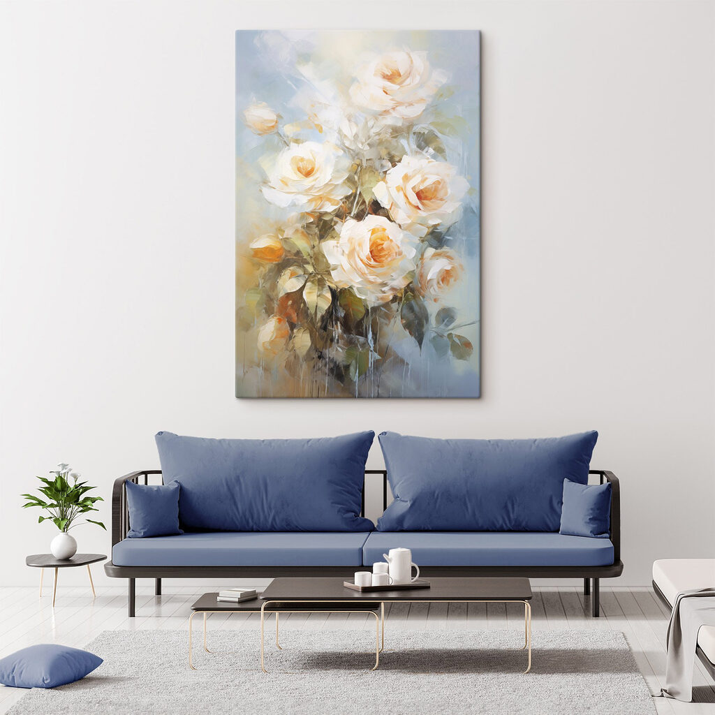 Cremeweiße Rosen mit Farbspuren — Interieur 2