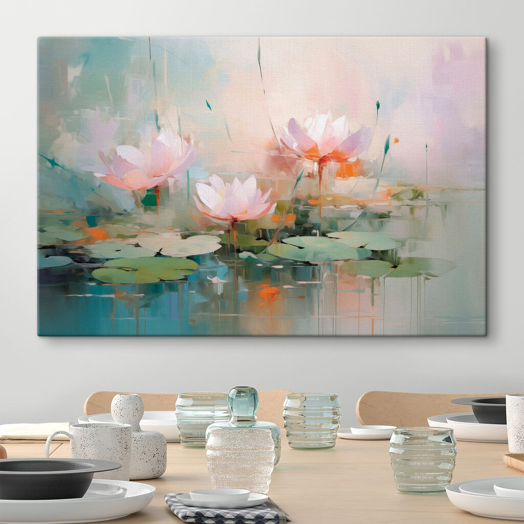 Rosa Seerosen im Pastelllicht in einem Interieur