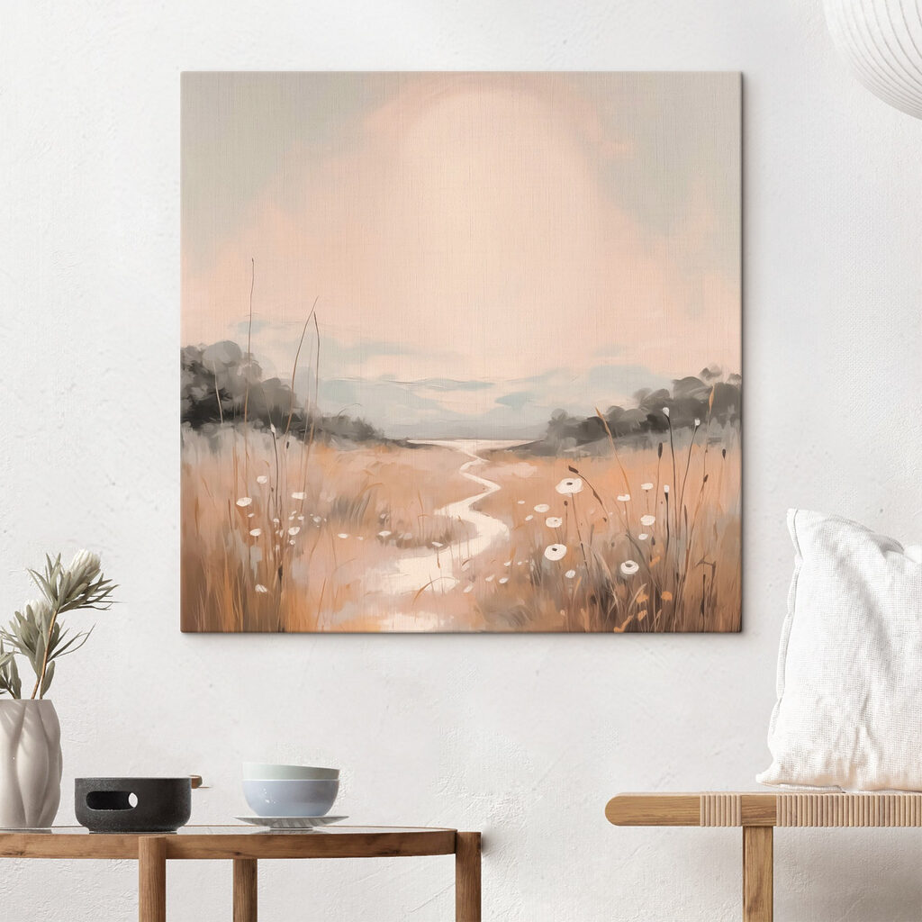 Lichtpfad durch zartrosa Gras — Interieur 1
