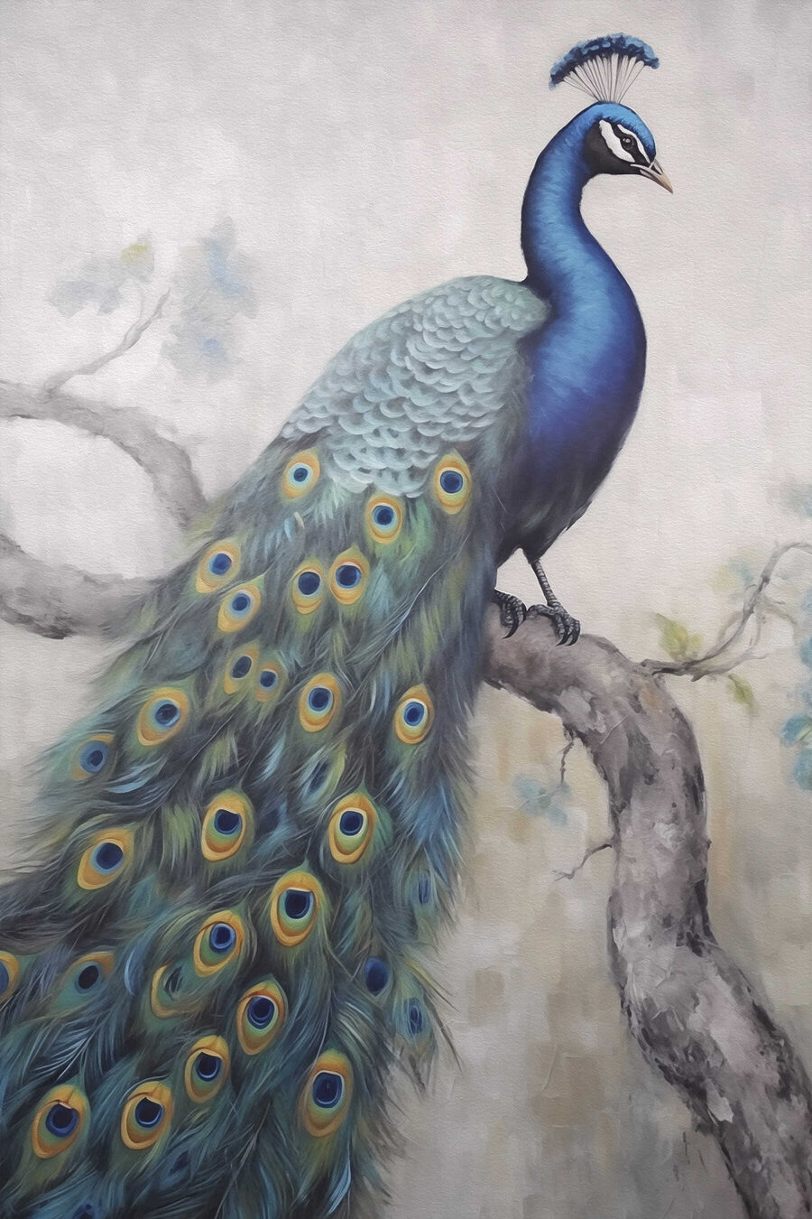 Pfau auf grauem Ast — ganzes Design