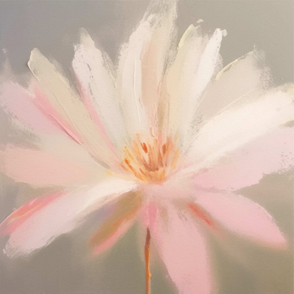 Blassrosa Blüte in Pinselstrichen — ganzes Design