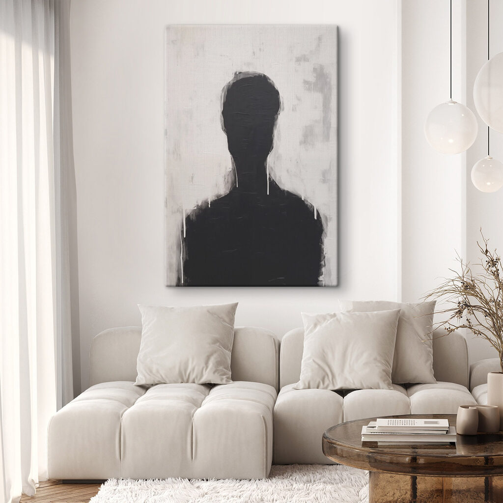 Dunkle Silhouette auf Hellgrau — Interieur 1