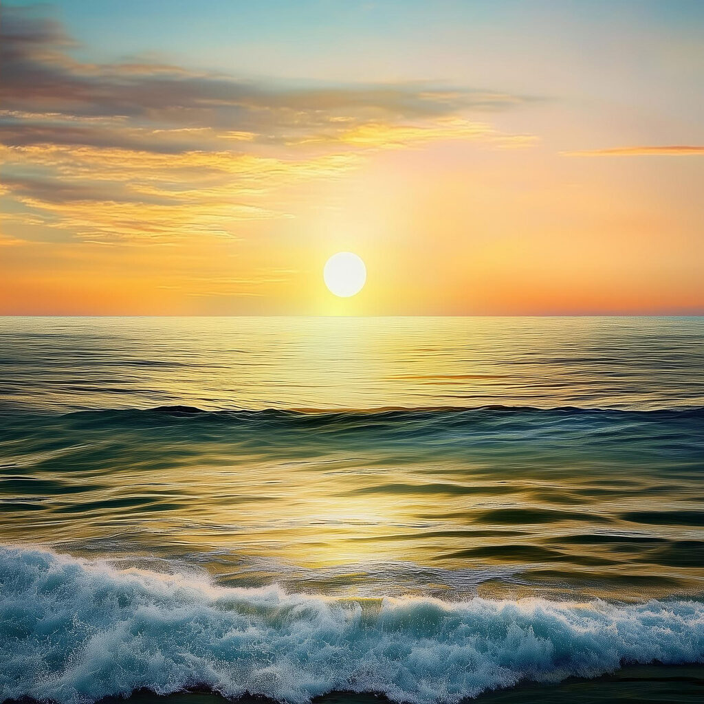 Goldene Sonne am Horizont — ganzes Design