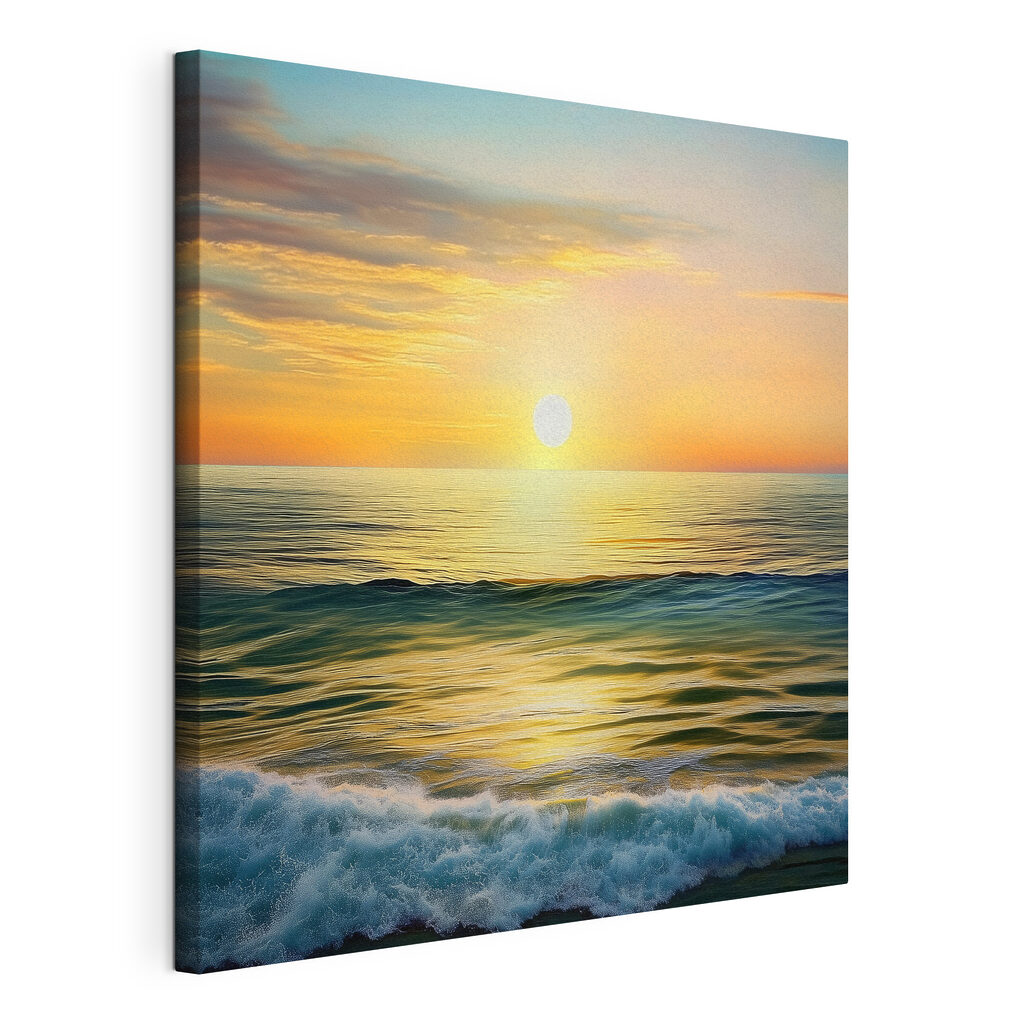 Goldene Sonne am Horizont, gespannte Leinwand mit umlaufender Kante