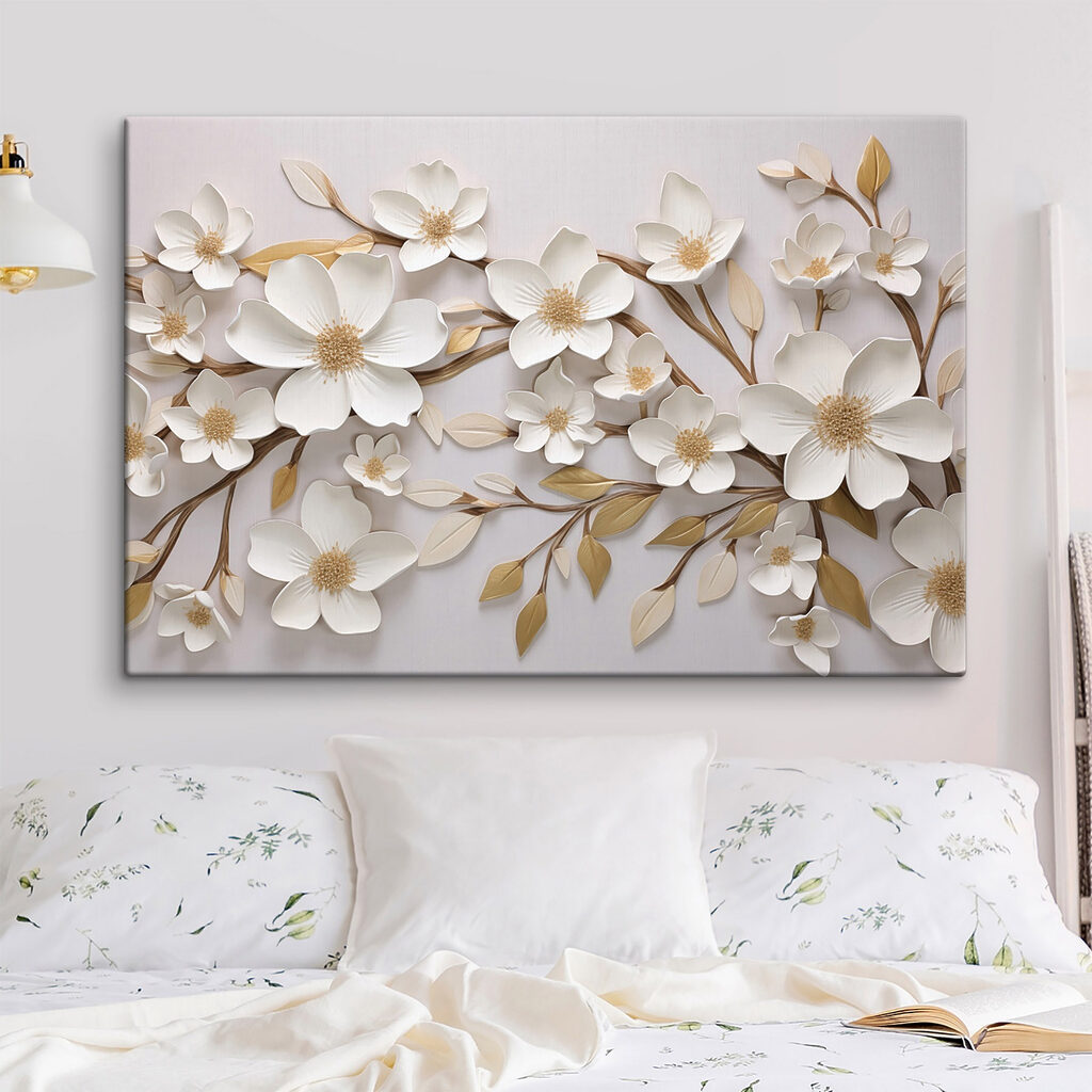 Weiße Blüten, goldene Linien — Interieur 1