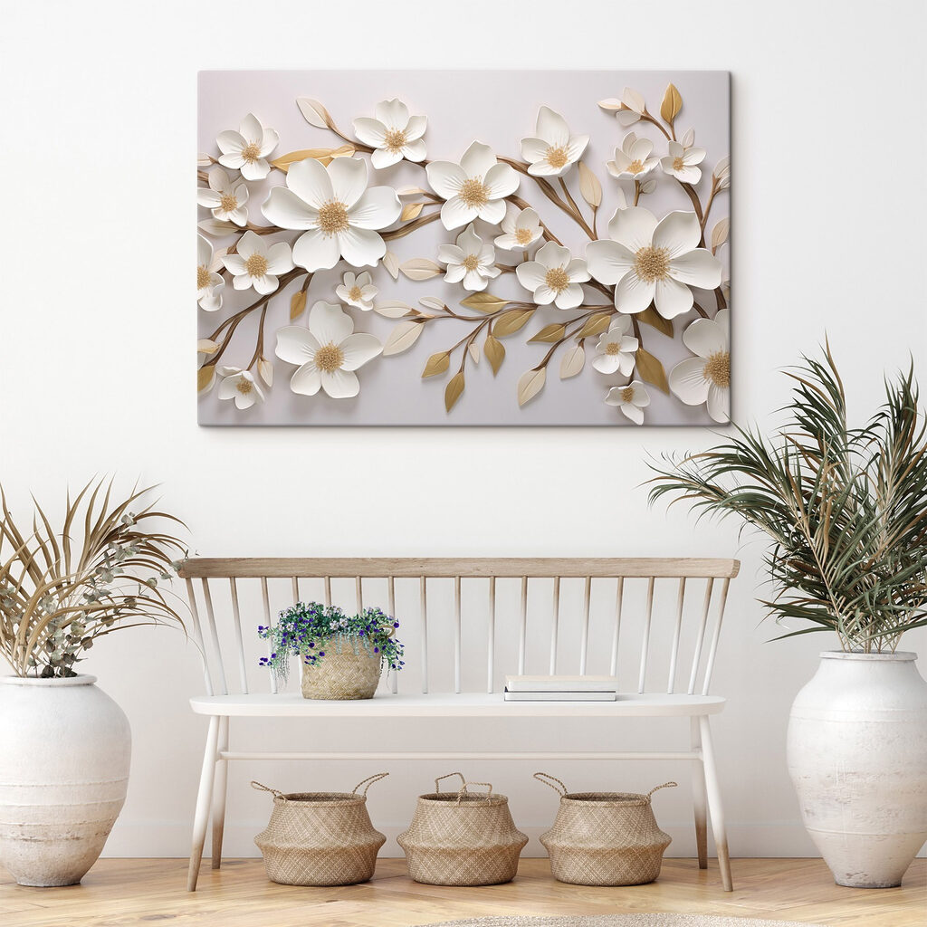 Weiße Blüten, goldene Linien — Interieur 2