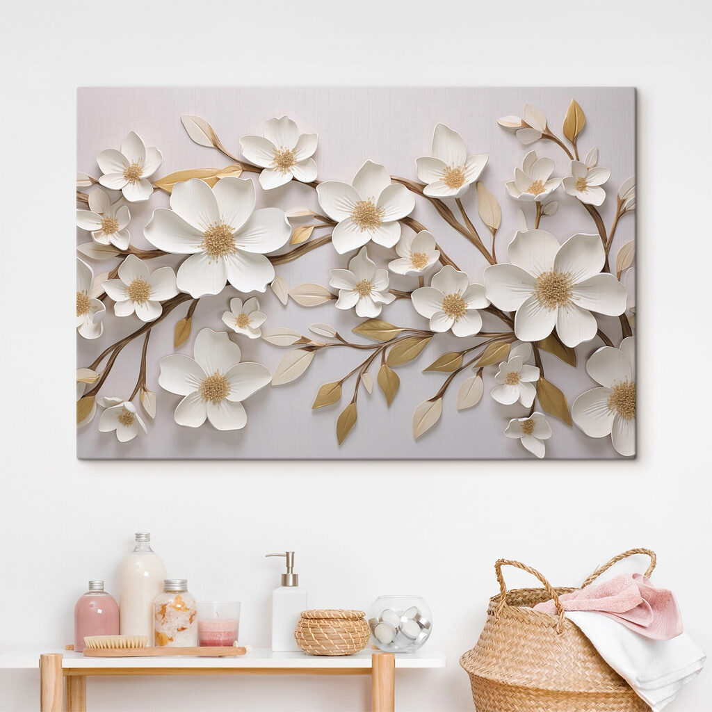 Weiße Blüten, goldene Linien — Interieur 3
