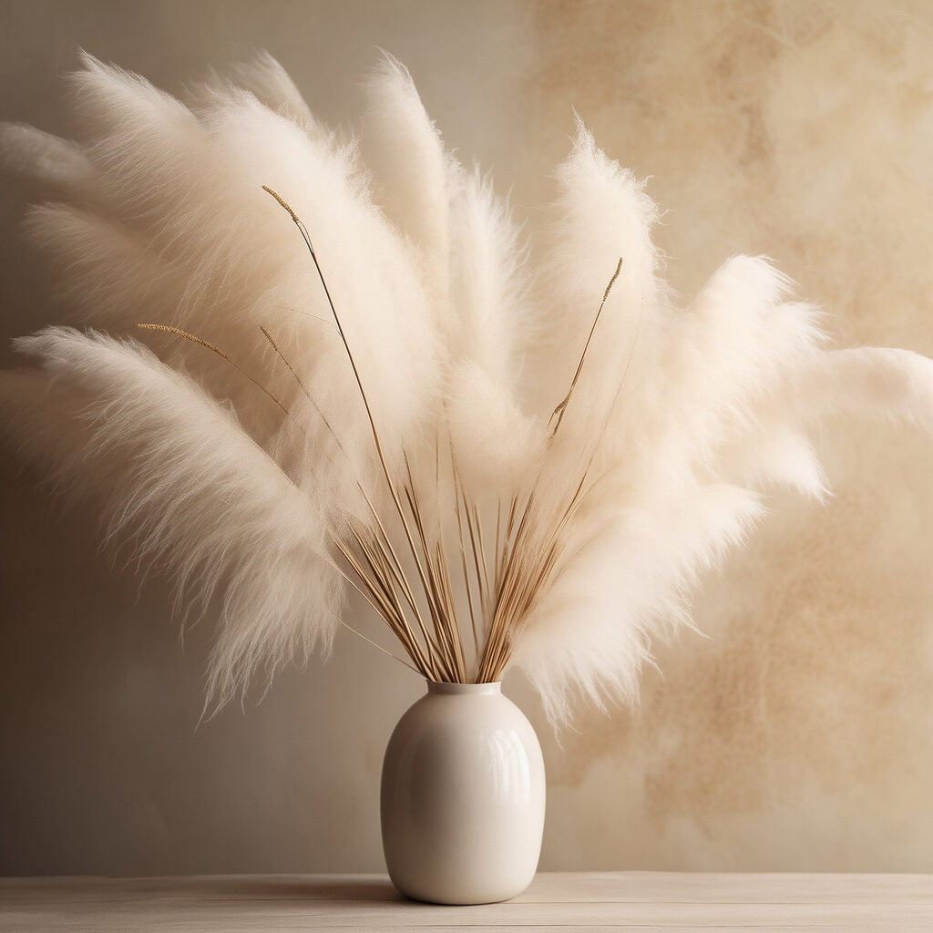 Pampasgras in runder Vase — ganzes Design