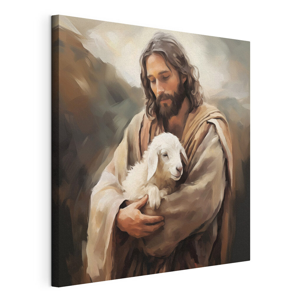 Jesus mit weißem Lamm — Produktansicht